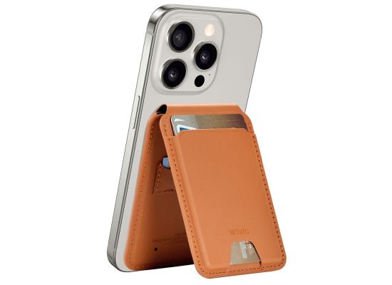 WIWU MW-005 Mag Wallet FM Apple-Certified Slim & Magnetic Functionality Connect to Find My Phone App Find Your Wallet - Brown